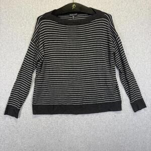 Eileen Fisher Women's Size XS Long Sleeve Black White Striped Top Italian Yarn